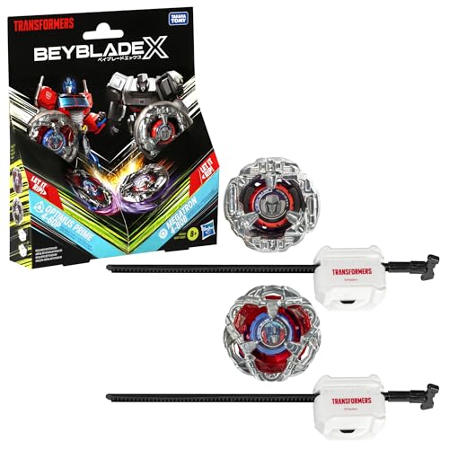 Beyblade X Transformers Collab Optimus Prime 4-60P vs. Megatron 4-80B Multipack, mit X-Celerator und in 2 Klicks zusammengebaut, spannende Weihnahchtsgeschenke für die Familie von Hasbro