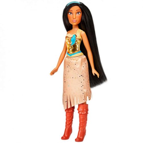 Disney Prinzessin Schimmerglanz Pocahontas Puppe, Modepuppe mit Rock und Accessoires, Spielzeug für Kinder ab 3 Jahren von Hasbro