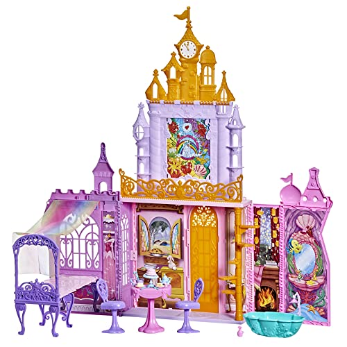 Disney Prinzessin Festtagsschloss für unterwegs, zusammenklappbares Puppenhaus mit Möbeln und Accessoires, für Mädchen ab 3 Jahren von Hasbro