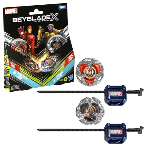 Beyblade X Marvel Collab Iron Man 4-80B vs. Thanos 4-60B Multipack Set von Hasbro