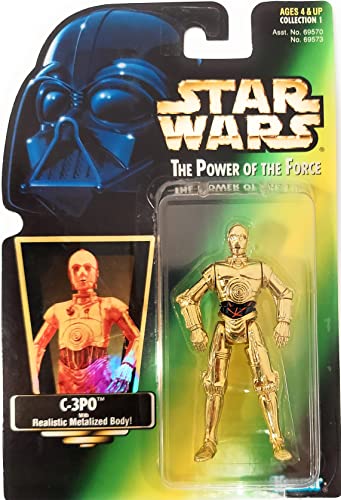 Hasbro C-3PO Protocol Droid with Realistic Metalized Body (Red Card) Star Wars Power of The Force Collection Kenner von Hasbro