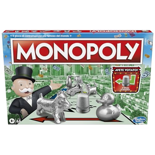 Hasbro 0122 C1009 456 Kinder und Erwachsene – Sorgfältige Simulation – Brettspiel (sorgfältige Simulation, Kinder und Erwachsene, Jungen/Mädchen, 8 Jahre, 99 Jahre, drinnen), Italienische Version von Monopoly