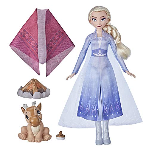 Hasbro Disney Die Eiskönigin 2 Elsas gemütliches Lagerfeuer, ELSA Puppe mit Kleid und langem blondem Haar, Baby-Rentier, Accessoires, ab 3 Jahren von Disney Frozen