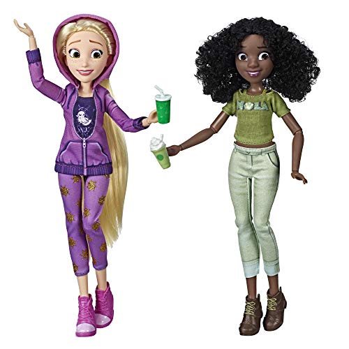 Disney Prinzessinnen Comfy Squad Rapunzel und Tiana, Puppen zum Film Chaos im Netz mit Freizeit-Outfit und Zubehör von Disney