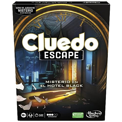 Cluedo Escape: Mystery im Hotel Black, Brettspiel im Escape Room-Stil für Partys, einmalige Verwendung, kooperative Mystery-Spiele mit 1 bis 6 Spielern von Hasbro Gaming