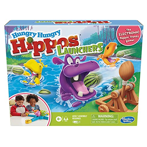 Hasbro Gaming E9707802 Hungry Hippos Launcher Kinder ab 4 Jahren, Elektronisches Vorschulspiel für 2-4 Spieler, Multi von Hasbro Gaming