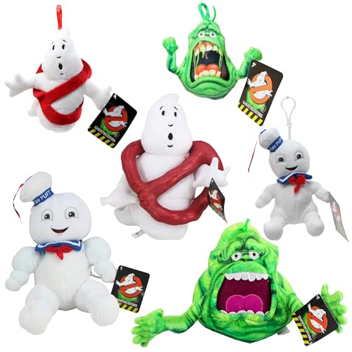 Hasbro Ghostbusters Plüschtiere und Taschenclips, super weich, Geschenk und Beutelklammern, kein Geist, schlanker und bleiben puft, 6-teiliges Set von Hasbro