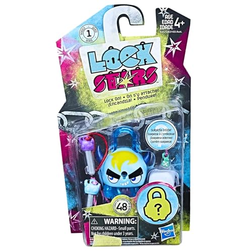 Hasbro Lock Stars Serie 1 Miniatur-Sammelfigur, 7 cm, Spielzeugfigur, Lock-On-Clip mit Zubehör, Blau gehörntes Monster von Hasbro