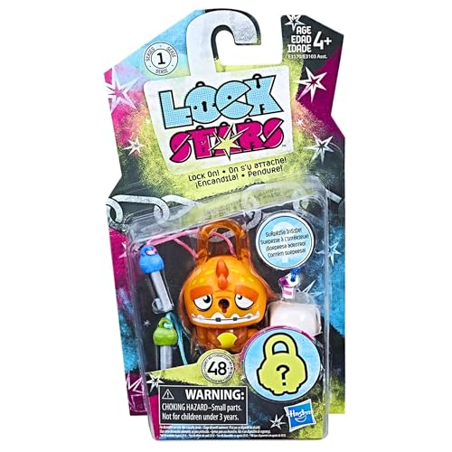 Hasbro Lock Stars Serie 1 Miniatur-Sammelfigur, 7 cm, Spielzeugfigur, Lock-On-Clip mit Zubehör, orangefarbener Dinosaurier von Hasbro