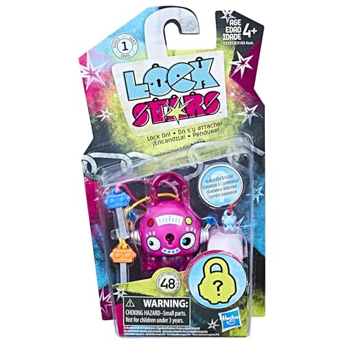 Hasbro Lock Stars Serie 1 Miniatur-Sammelfigur, 7 cm, Spielzeugfigur, Lock-On-Clip mit Zubehör, rosa Roboter von Hasbro