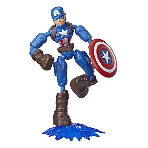 Hasbro Marvel Avengers Bend und Flex Action-Figur, 15 cm große Biegbare Captain America Figur, enthält ein Effekt-Accessoire, für Kinder ab 6 Jahren von Marvel