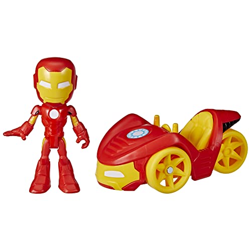 SPIDEY AND HIS AMAZING FRIENDS Hasbro Marvel Iron Man Actionfigur und Iron Racer Fahrzeug, Iron Man Spielzeug für Kinder ab 3 Jahren, Mehrfarbig von Spidey and his Amazing Friends