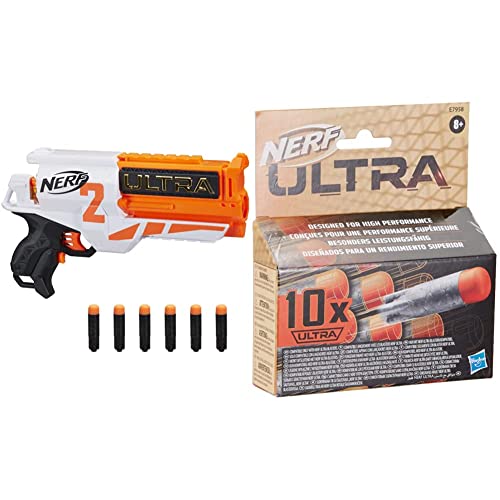 NERF Hasbro E79214R00 Ultra Two motorisierter Blaster – enthält 6 Ultra Darts Ultra Darts kompatibel & E7958EU4 Ultra 10-Dart Nachfüllpack – der ultimative Nerf Dart Spaß von Hasbro