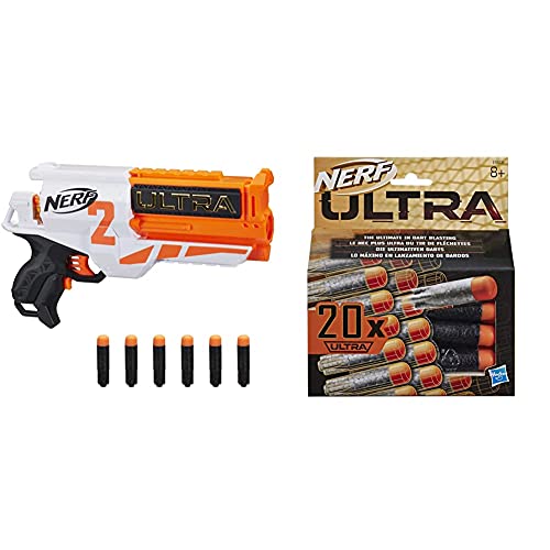 NERF Hasbro E79214R00 Ultra Two motorisierter Blaster – schnelles Nachladen von hinten – enthält 6 Ultra Darts Ultra Darts kompatibel & Hasbro E6600EU6 Ultra One 20er Dart Nachfüllpack von Hasbro