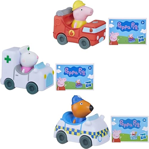Hasbro Peppa Pig - Little Buggies Character Play Vehicle Sets - Suzy Sheep Ambulance, Freddy Fox Police Car & Mummy Pig Fire Engine - Set 3 von Hasbro