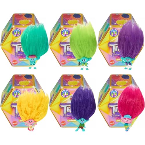 Hasbro Trolls Band Together Pom Poms Serie 1 Miniatur-Schlüsselclip Spielzeugfigur Blind Box Identifiziertes Set - Alle 6 Stück von Hasbro