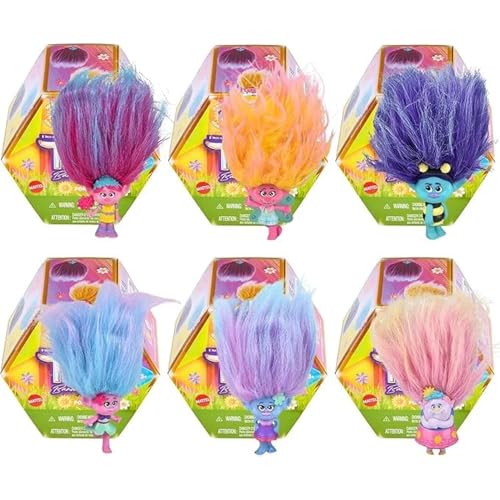 Hasbro Trolls Band Together Pom Poms Serie 2 Miniatur-Schlüsselclip Spielzeugfigur Blind Box Identifiziertes Set - Alle 6 Stück von Hasbro