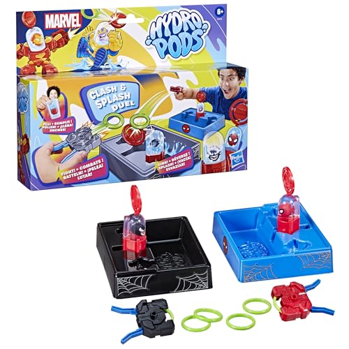 Hydro Pods Marvel Clash & Splash Duell, mit Wasser aktiviertes Battle-Spielzeug, für 2 Spieler und ab 6 Jahren geeignet, kleines Geschenk für Kinder zu Weihnachten, Neujahr oder als Wichtelgeschenk von Hasbro