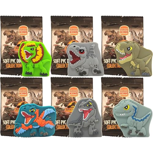 Jurassic World - Burger King Kids Meal Collectable 2D Soft PVC Toy Dinosaur Collection Identificated Blind Bag Set of 6 von Hasbro