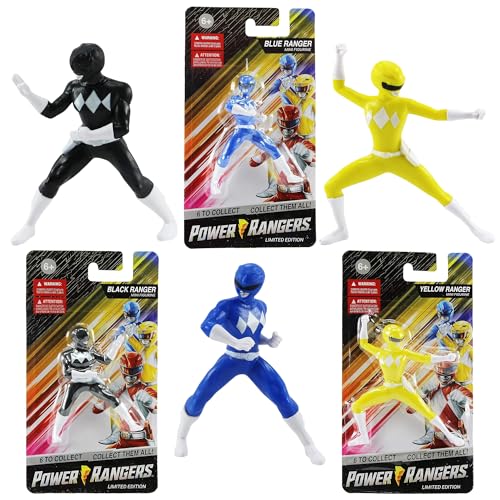 Limited Edition Power Rangers Mini-Actionfiguren, 6,5 cm, 3 Stück, Set 2, Blau, Schwarz und Gelb von Hasbro