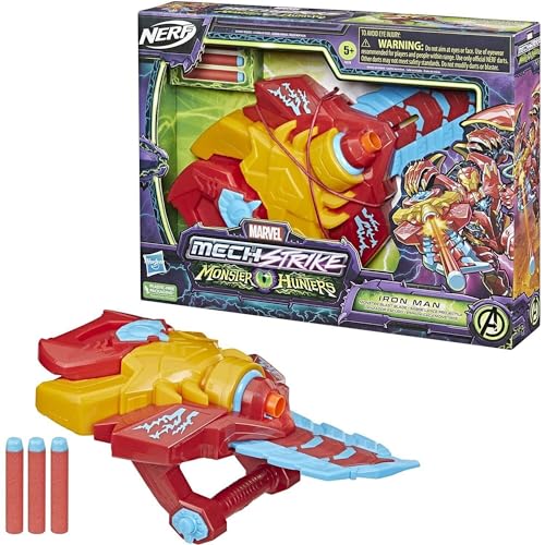 Marvel Hasbro Avengers Mech Strike Monster Hunters Iron Man Monsterschwert-Blaster, Rollenspielzeug, Spielzeug für Kinder ab 5, Multi (F4378) von Marvel