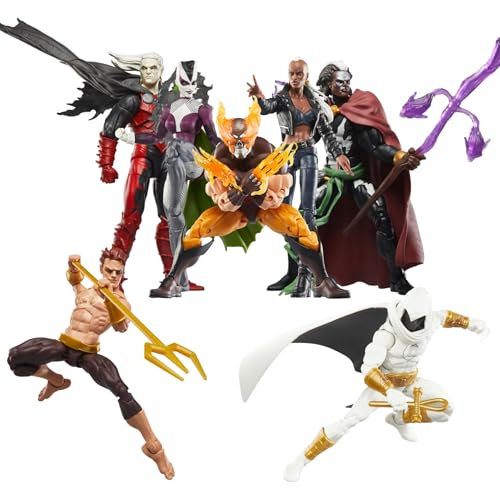 Marvel Legends Strange Tales - Brother Voodoo, Lilith, Dracula, Vengeance Wolverine, Daimon Hellstrom, Bloodstorm und Moon Knight Figuren mit BAF - Blackheart Bundle (7 Artikel) von Hasbro