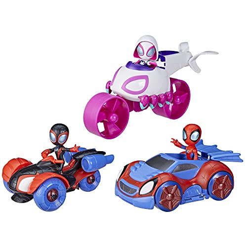 Marvel Spidey and His Amazing Friends Team Spidey Verwandelbare Flitzer, 3 Fahrzeuge und Figuren für Kinder ab 3[Exklusiv bei Amazon] von Spidey and his Amazing Friends