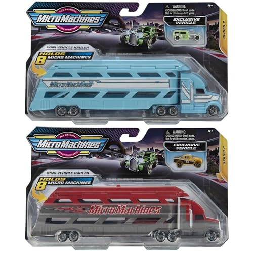 Micro Machines - Mini Fahrzeug Hauler mit 1 exklusiven Fahrzeug - (Red & Blue Haulers) von Hasbro