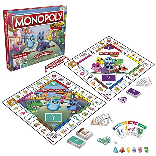 Monopoly Junior, das Klassische Brettspiel für Kinder ab 4 Jahren, 2-seitiger Spielplan - leicht verständlich und dennoch spannend, für die Familie von Monopoly