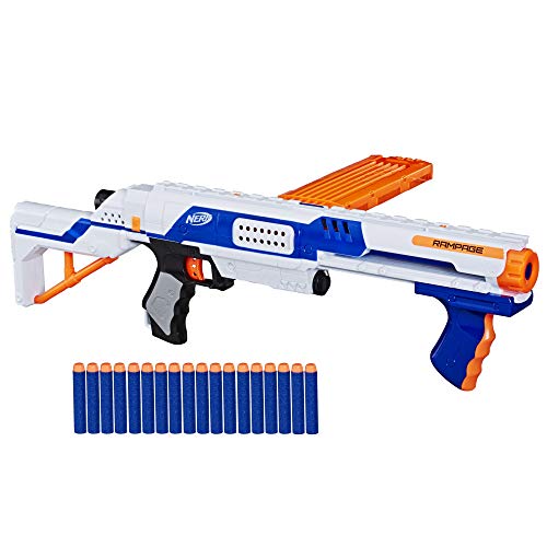 Hasbro NERF - N-Strike Elite Rampage - Pump-Action-Blaster mit Schulterstütze & Magazin, Weiß, (E4854EU40) von Hasbro