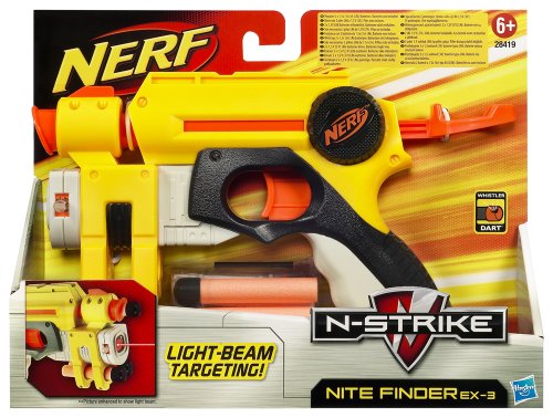 Nerf 61496148 - N-Strike Nite Finder EX-3 Blaster mit rotem Lichtstrahl, Softdart-Blaster von Hasbro