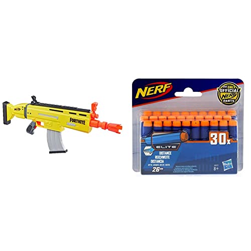 Nerf AR-L Motorisierter Spielzeug Blaster, 20 Fortnite Elite Darts, Klappvisier – Für Jugendliche und Erwachsene, Mehrfarbig & Hasbro A0351 N-Strike Elite 30er Dart Nachfüllpack von Hasbro