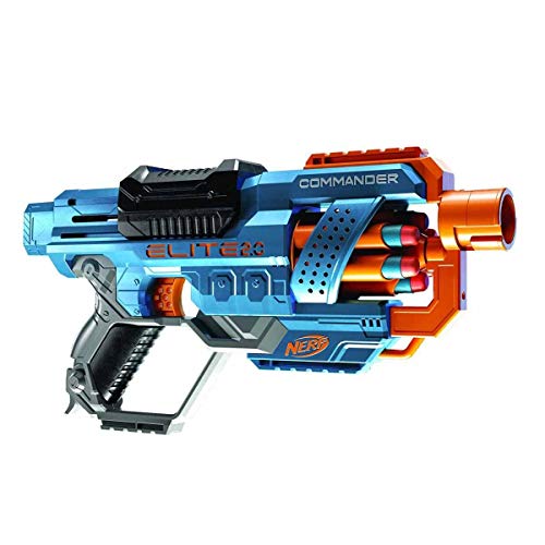 NERF Elite 2.0 Commander RD-6 Blaster, 12 Nerf Darts, 6-Dart Rotationstrommel, Tactical Rail Steckschienen, Befestigungspunkte, Acrylic, Mehrfarbig, 6.7 x 36.2 x 24.1 cm von NERF