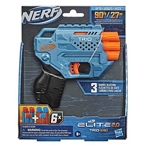 Nerf Elite 2.0 Trio TD-3 Blaster – Enthält 6 Nerf Darts – 3 Darts in Folge abfeuern – Tactical Rail Steckschiene zum individuellen Anpassen von NERF