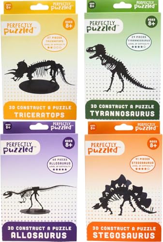 Perfectly Puzzled Buildable 3D Dinosaur Puzzles - Pack of All 4 - Stegosaurus, Allosaurus, Tyrannosaurus & Triceratops von Hasbro