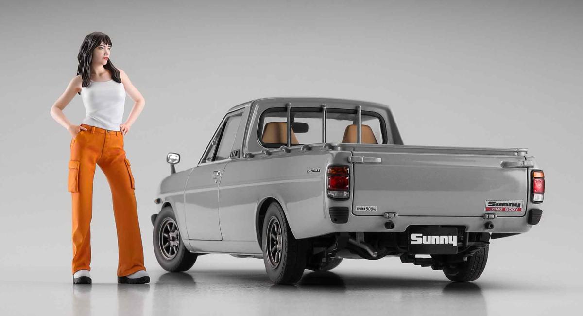 Datsun SunnyLang-Version mit Frauen-Figur von Hasegawa