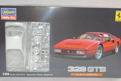 Hasegawa Sonderposten - Ferrari 328GTB Coupe Rot Kit Bausatz 1/24 Modell Auto mit individiuellem Wunschkennzeichen von Hasegawa