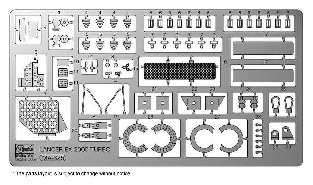 Mitsubishi Lancer EX - Detail up Etching parts von Hasegawa