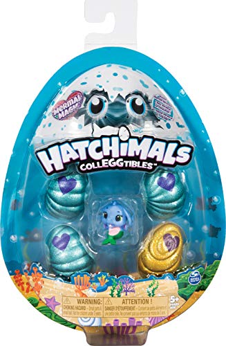 Hatchimals 4 CollEGGtibles Sammelfiguren im Ei Mermal Magic (S5), 4er - Pack + Bonusfigur von Hatchimals