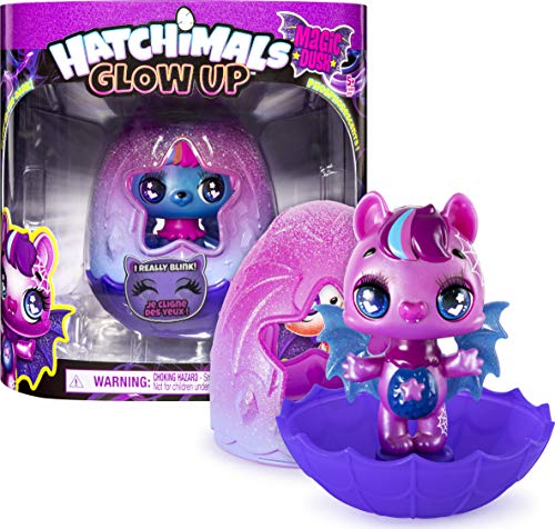 Hatchimals 6055035 Glow Up, 7,6 cm Magic Dusk Sammelfigur mit nachtleuchtenden Flügeln (Stil kann variieren), grau von Hatchimals