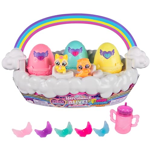 Hatchimals Alive, Neon Rainbow Spring Basket Toy (Styles May Vary), 3 Self-Hatching Easter Eggs, Fun Gift & Kids Toys for Girls & Boys Ages 3 and up von Hatchimals