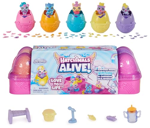 Hatchimals Alive Eierkarton Spielset - mit 5 Mini-Figuren in selbst-schlüpfenden Eiern und 11 Accessoires zum Thema Musik, für kreativen Spiel- und Sammelspaß, Spielzeug für Kinder ab 3 Jahren von Hatchimals