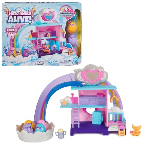 Hatchimals Alive Kinderzimmer Spielset - mit 4 Mini-Figuren in 4 selbstschlüpfenden Eiern und 13 Zubehörteilen für fantasievolles Rollenspiel, Spielzeug für Kinder ab 3 Jahren von Hatchimals