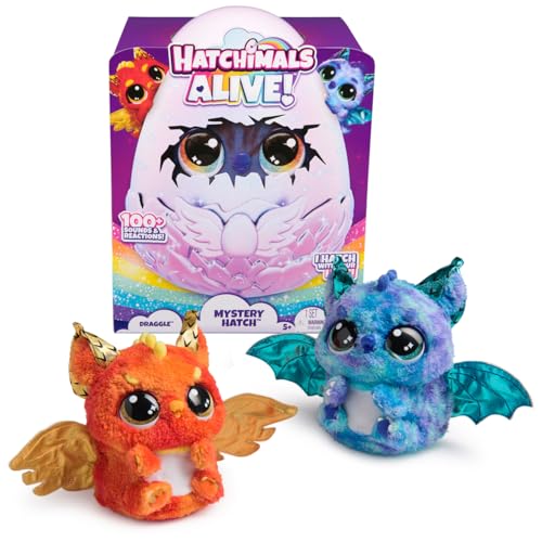 Hatchimals Alive Mystery Ei Draggle - magisches selbstschlüpfendes Ei ca. 25 cm groß mit interaktivem Überraschungs-Plüschtier, für Kinder ab 5 Jahren von Hatchimals