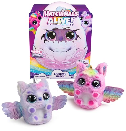 Hatchimals Alive Mystery Ei Pufficorn - magisches selbstschlüpfendes Ei ca. 25 cm groß mit interaktivem Überraschungs-Plüschtier, für Kinder ab 5 Jahren von Hatchimals