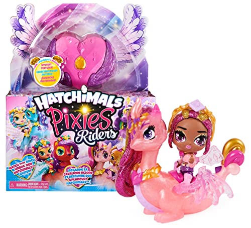 Hatchimals Pixies Riders Crystal Charlotte Pixie und Draggle - Sammelfigur und Fabelwesen zum Reiten und vielen Überraschungen von Hatchimals