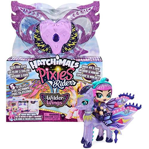 Hatchimals Pixies Riders Wilder Wings Sammelfigur mit Fabelwesen zum Reiten und viel Überraschungs-Zubehör (Sortiert) von Hatchimals