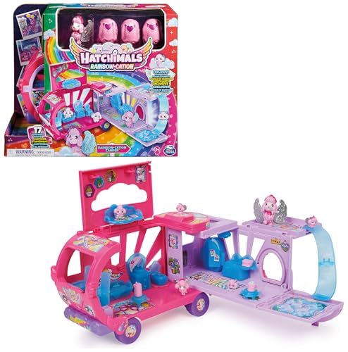 Hatchimals Rainbowcation Camper, Wohnmobil-Spielset mit 6 CollEGGtibles-Figuren und Zubehör, Spielzeug für Mädchen ab 5 Jahren von Hatchimals