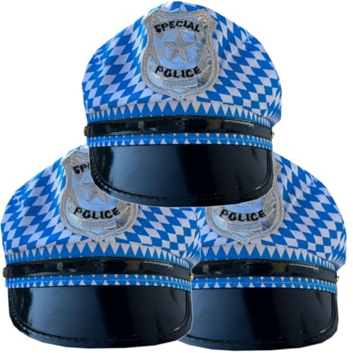 Hatstar 3x Bayerische Polizeimütze | Oktoberfest Bierpolizei Kappe Cap | Polizei Mütze | Sommer Strand Festival Hut | für Damen, Männer & Erwachsene von Hatstar