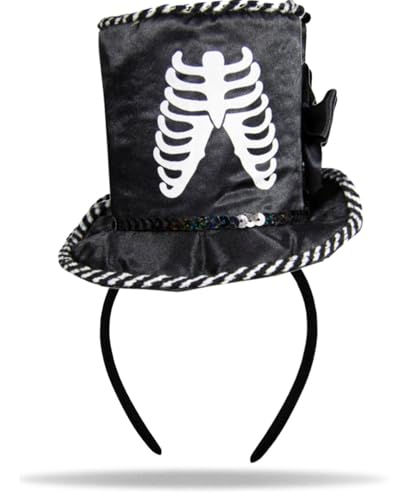 Hatstar Skelett Hut Haarreif | Haarband mit Hut & Skelett | Halloween Hexen Kopfschmuck Haarschmuck | Deko Accessoire zu Karneval und Fasching von Hatstar